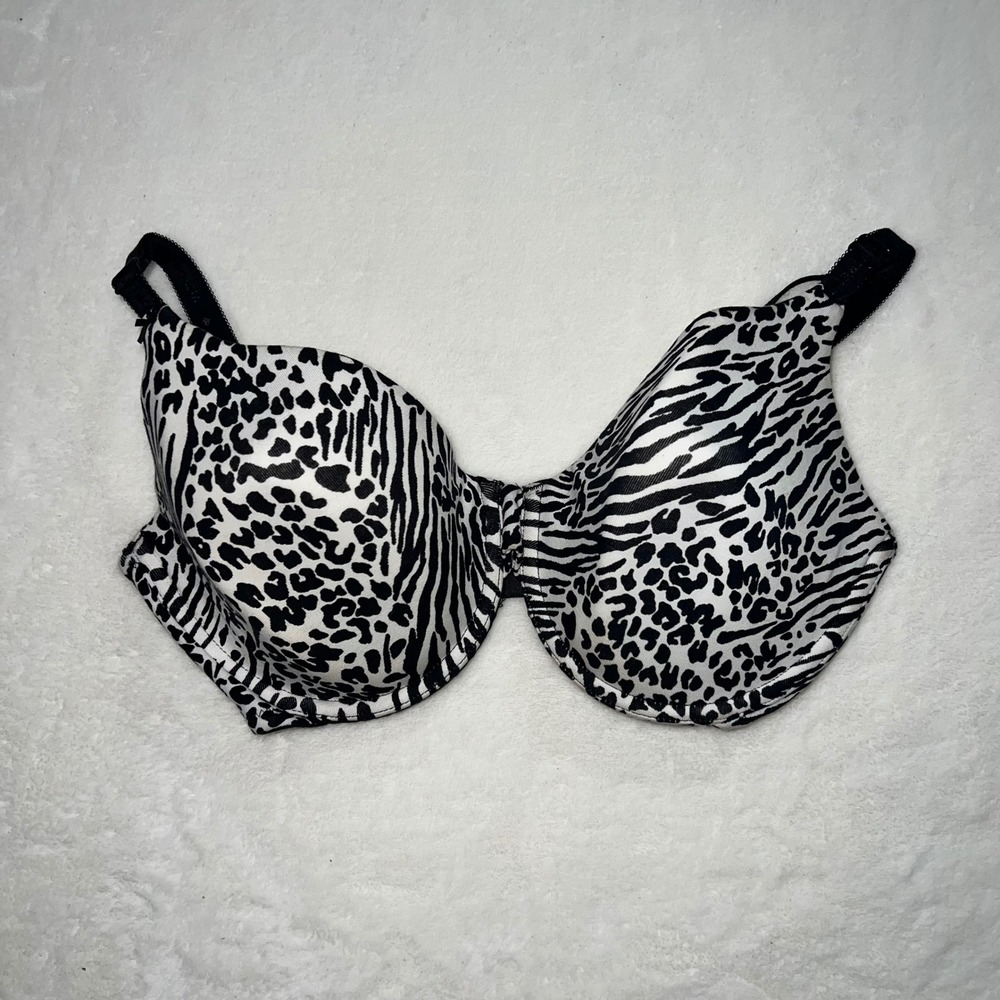 Victorias Secret Cotton Lingerie‎ Lined Perfect Coverage Bra 34DD Animal Print